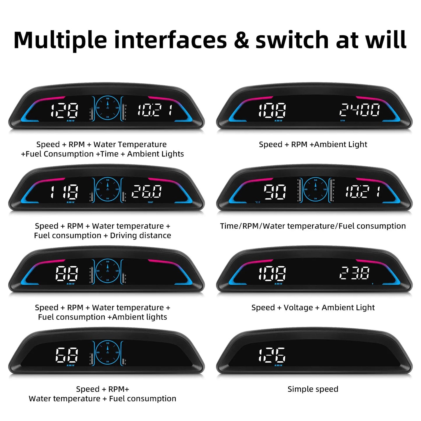 AD G3 / B3 Head up Display OBD2 GPS Smart Car HUD Digital Speedometer Security Alarm RPM Water Temperature Tachometer Clock