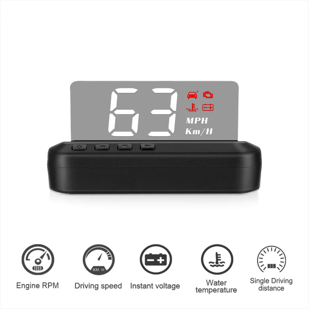 C100 OBD2 HUD Car Head up Display Speedometer Fuel Consumption Projector On-Board Computer Auto Accessories for Gasoline Vehicle