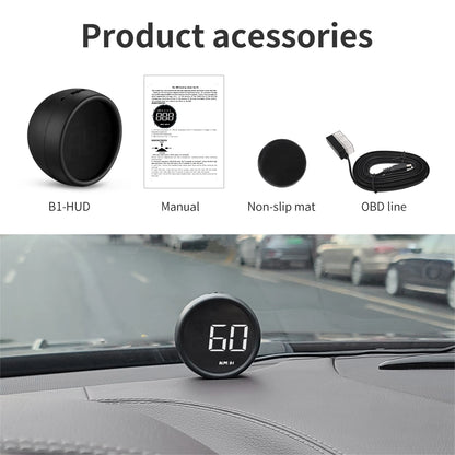 New B1OBD2 EOBD HUD Car Head up Digital Speed Smart Auto KMH MPH Projector Mileage Meter Voltmeter Fatigue Driving Reminder