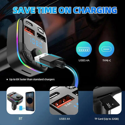 Car Mp3 Handsfree Wireless Bluetooth Car Kit FM Transmitter TF Card LCD MP3 Player Dual USB 3.1A Car Charger Phone Charger