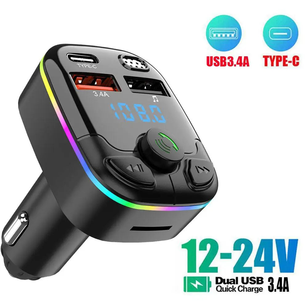 Car Mp3 Handsfree Wireless Bluetooth Car Kit FM Transmitter TF Card LCD MP3 Player Dual USB 3.1A Car Charger Phone Charger