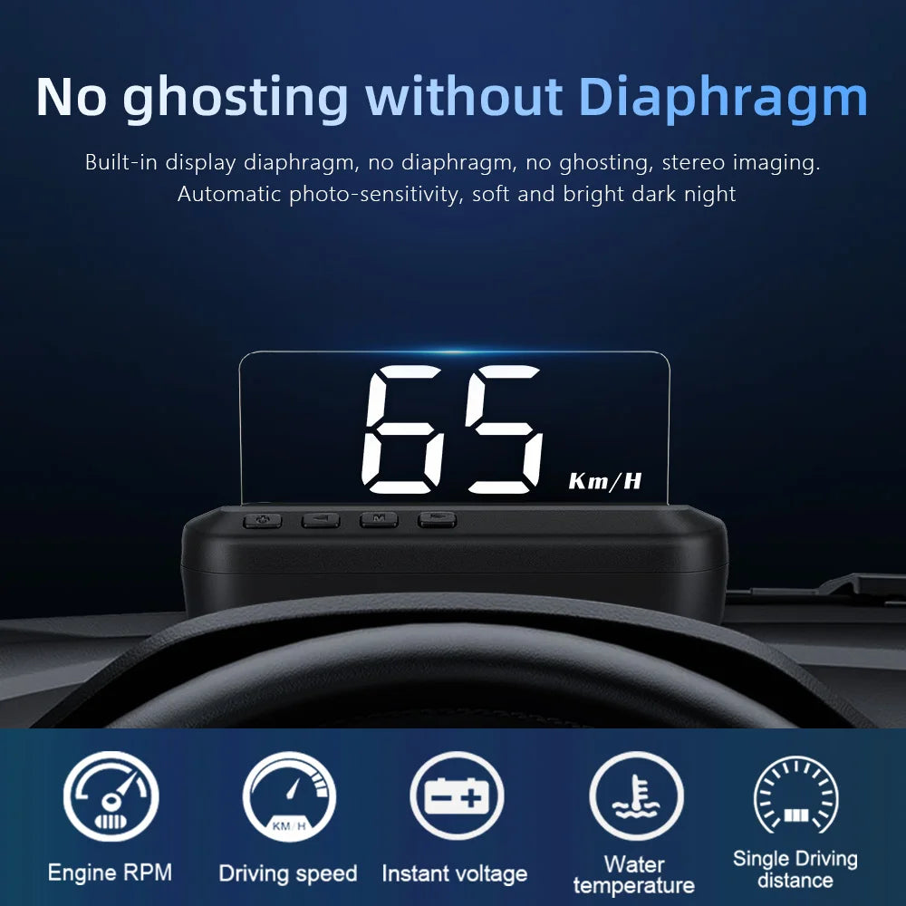 C100 OBD2 HUD Car Head up Display Speedometer Fuel Consumption Projector On-Board Computer Auto Accessories for Gasoline Vehicle