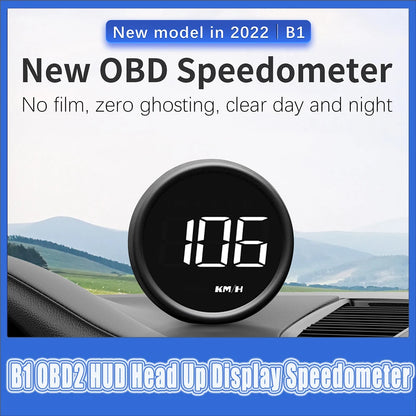 New B1OBD2 EOBD HUD Car Head up Digital Speed Smart Auto KMH MPH Projector Mileage Meter Voltmeter Fatigue Driving Reminder